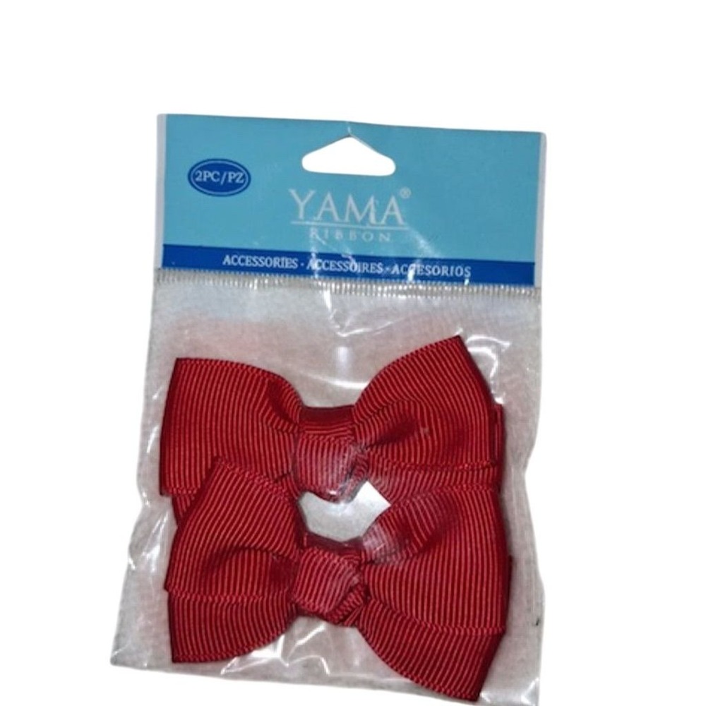 Red Grosgrain Hair‎ Bows 2 Pack Party Accessory for Teens preppy
